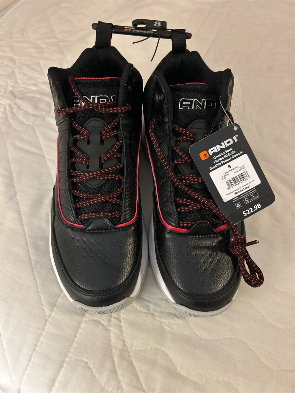 And1 Black Athletic Sneakers with Red Trim